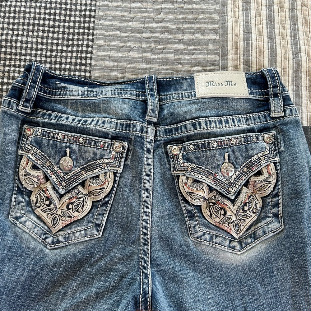 Miss Me Light Blue Jeans with Embellished Pockets
